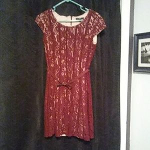 R&K burgandy nude undertone dress.